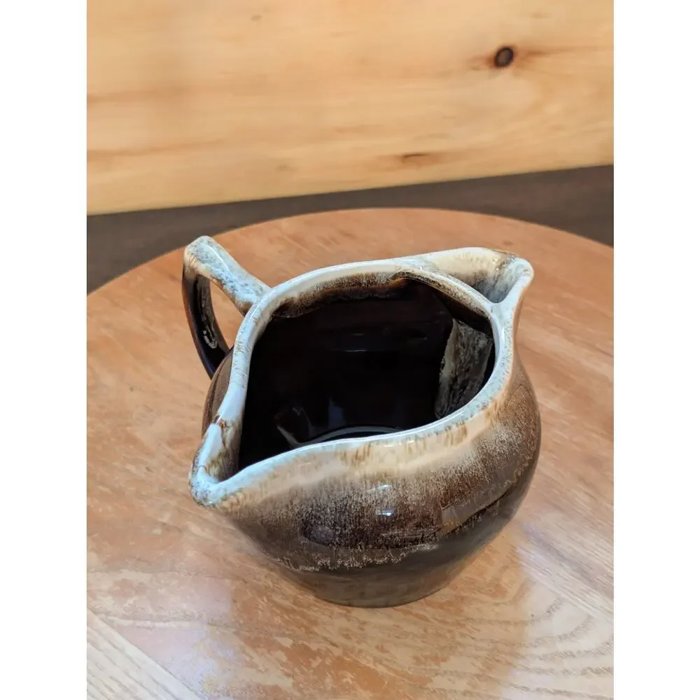 Vintage Pfaltzgraff Brown Drip Double Spout Gravy Boat Stoneware